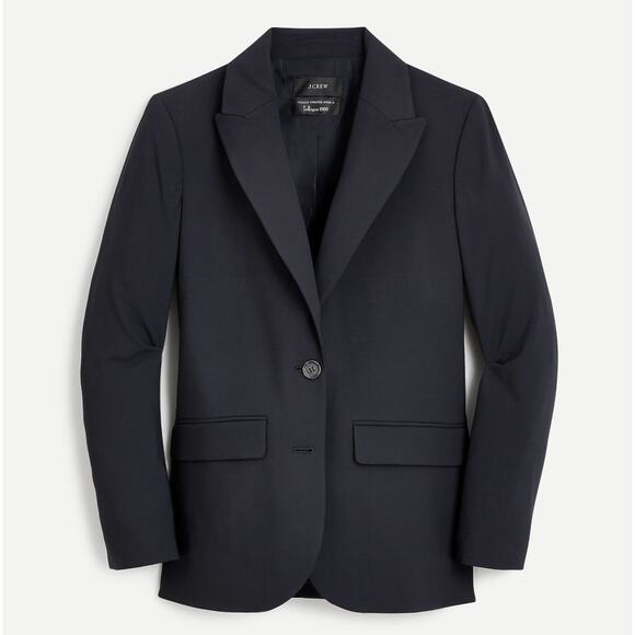 J.Crew Sommerset Blazer Jacket Italian Stretch Wool Black Oversized US 0 NWT - Picture 2 of 16